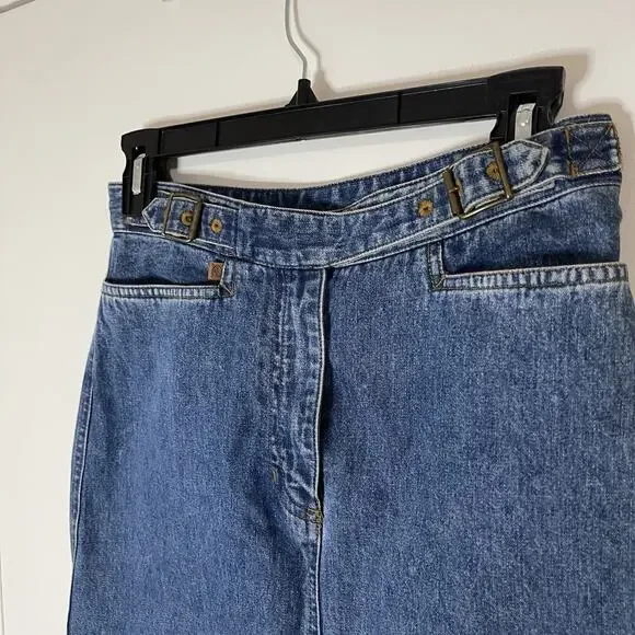 RALPH LAUREN blue denim midi skirt vintage size petite 4